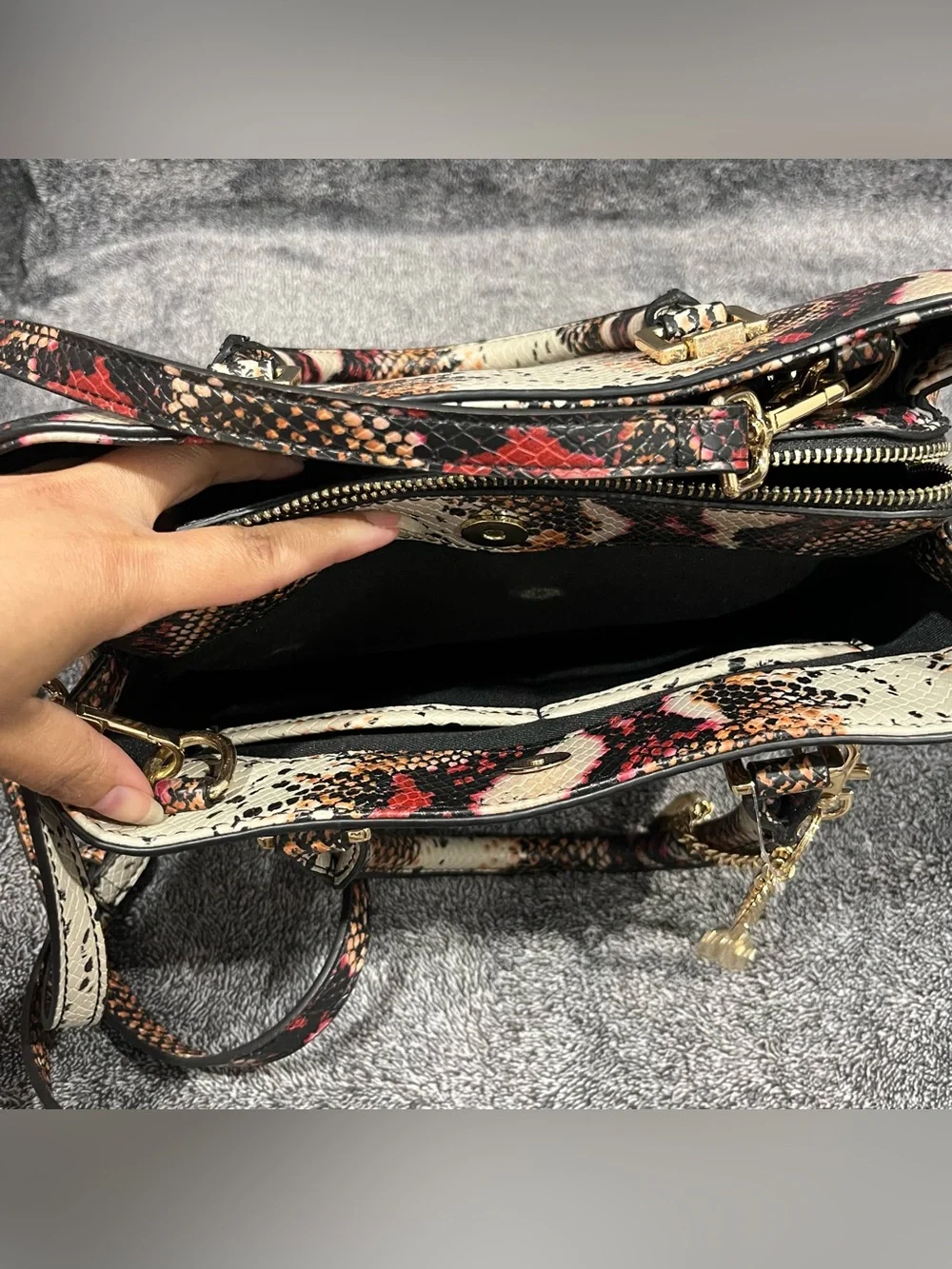 ALDO Legoiri Top Handle Bag (Red/Multicolor Snakeskin variant)